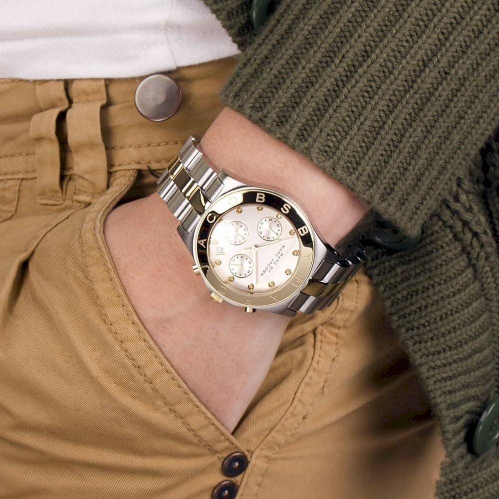 Marc Jacobs Blade Chronograph Silver Dial Two Tone Steel Strap Watch for Women - MBM3177 Buy Now By Marc Jacobs