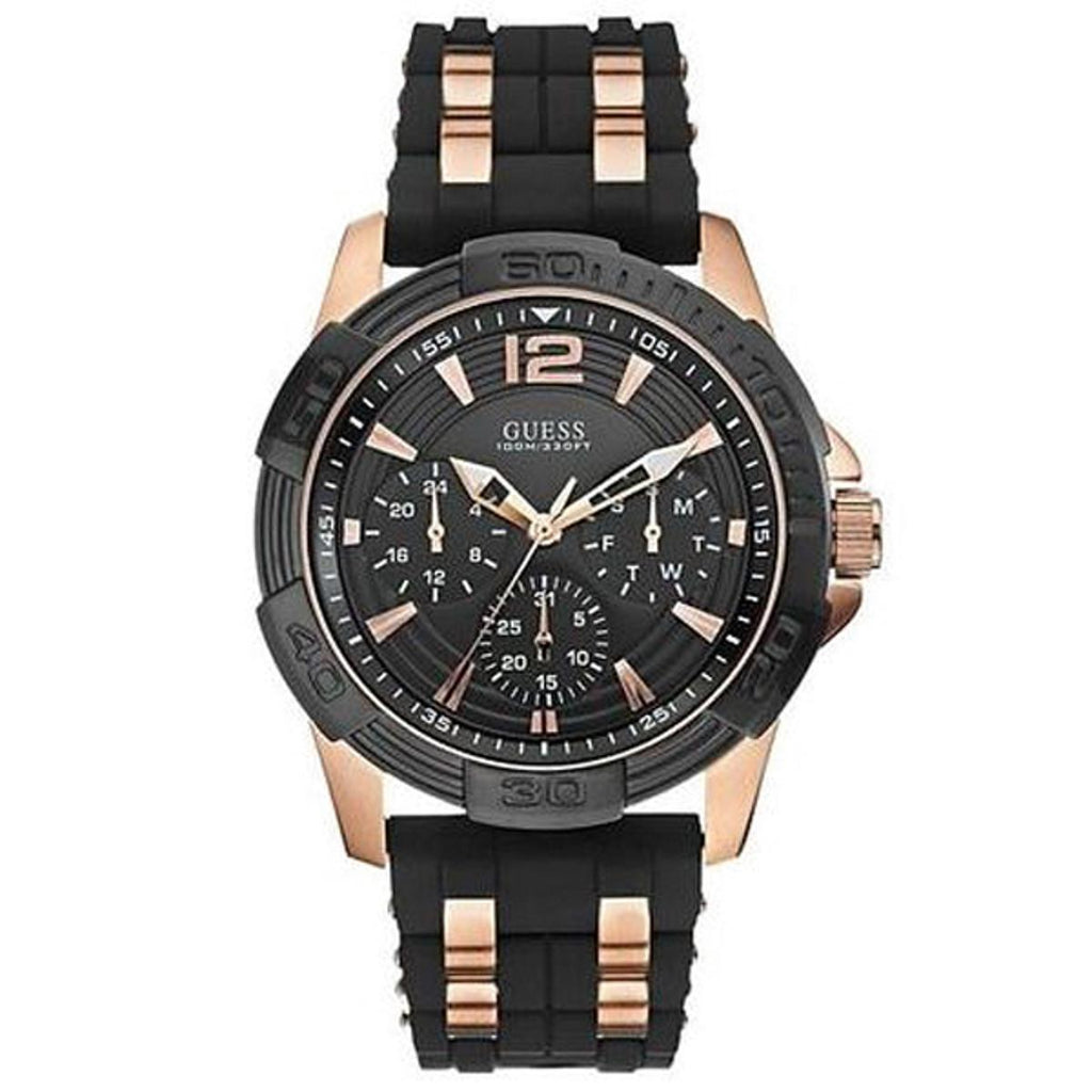 Guess Oasis Black Dial Two Tone Steel Strap Watch for Men - W0366G3 Buy Now By Guess
