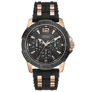 Guess Oasis Black Dial Two Tone Steel Strap Watch for Men - W0366G3 Buy Now By Guess