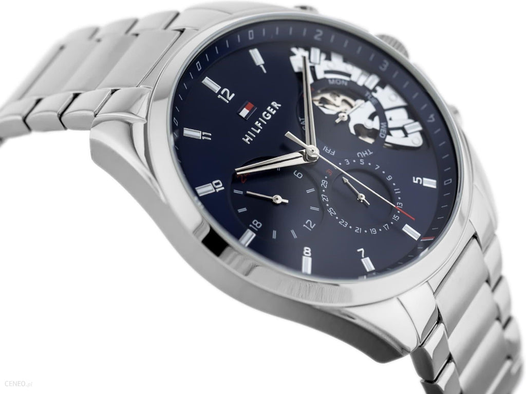 Tommy Hilfiger Baker Quartz Blue Dial Silver Steel Strap Watch For Men - 1710448 Buy Now By Tommy Hilfiger