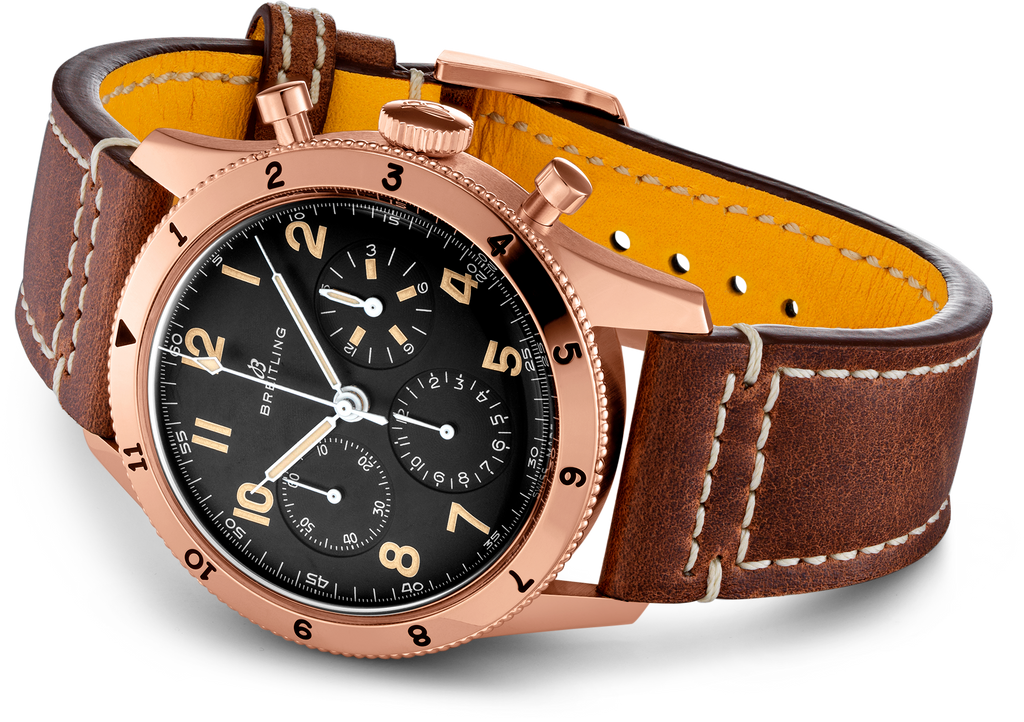 Breitling Avi 1953 Edition Black Dial Brown Leather Strap Watch for Men - RB0920131B1X1 Buy Now By Breitling