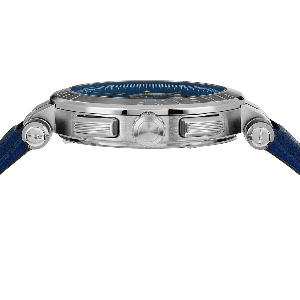 Versace Aion Chronograph Blue Dial Blue Leather Strap Watch for Men - VE1D01220 Buy Now By Versace