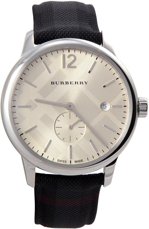 Burberry Classic Round Cream Dial Black Leather Strap Watch for Men - BU10008 Buy Now By Burberry