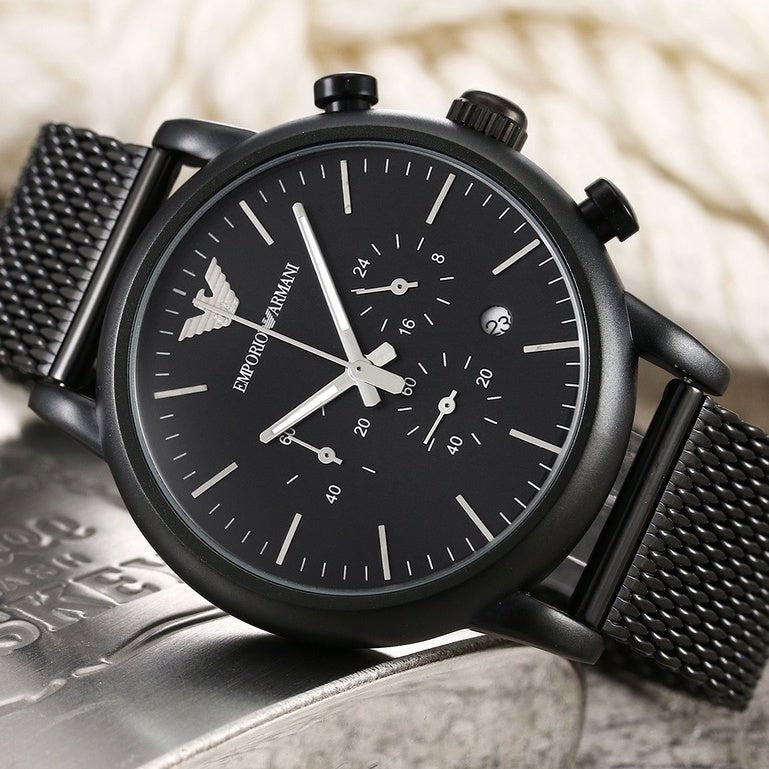 Emporio Armani Sport Chronograph Black Dial Black Mesh Bracelet Watch For Men - AR1968 Buy Now By Emporio Armani