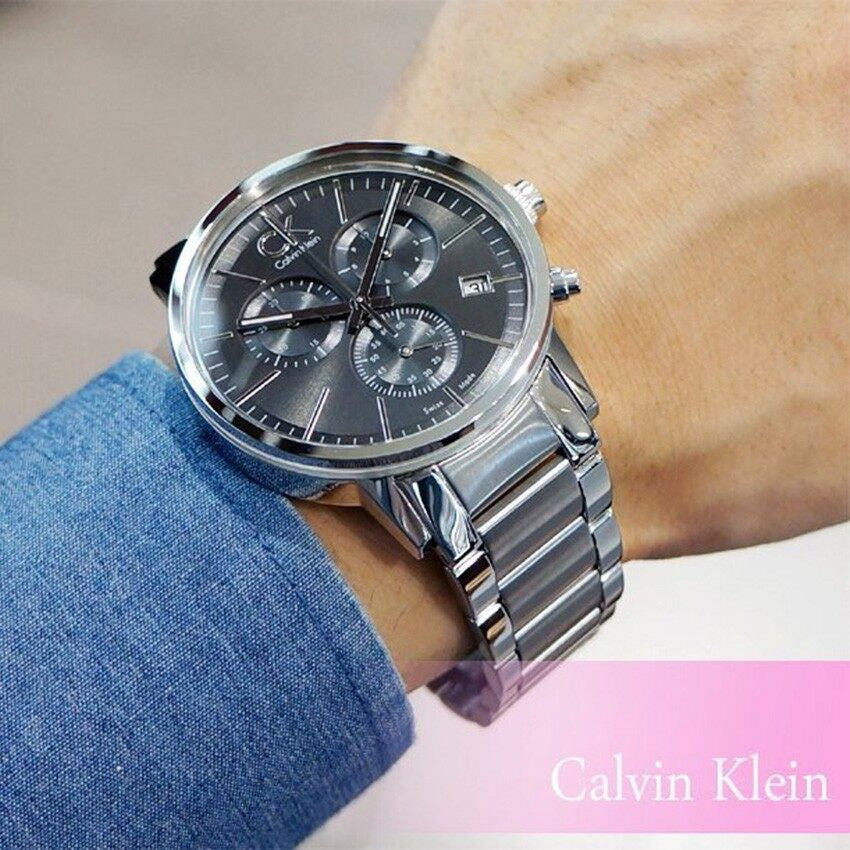 Calvin Klein Post Minimal Chronograph Black Dial Silver Steel Strap Watch for Men - K7627161 Buy Now By Calvin Klein
