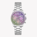 Guess Sol Chronograph Crystals Multicolor Dial Silver Steel Strap Watch For Women - GW0483L1 Buy Now By Guess