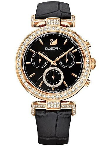 Swarovski Era Journey Chronograph Black Dial Black Leather Strap Watch for Women - 5295320 Buy Now By Swarovski