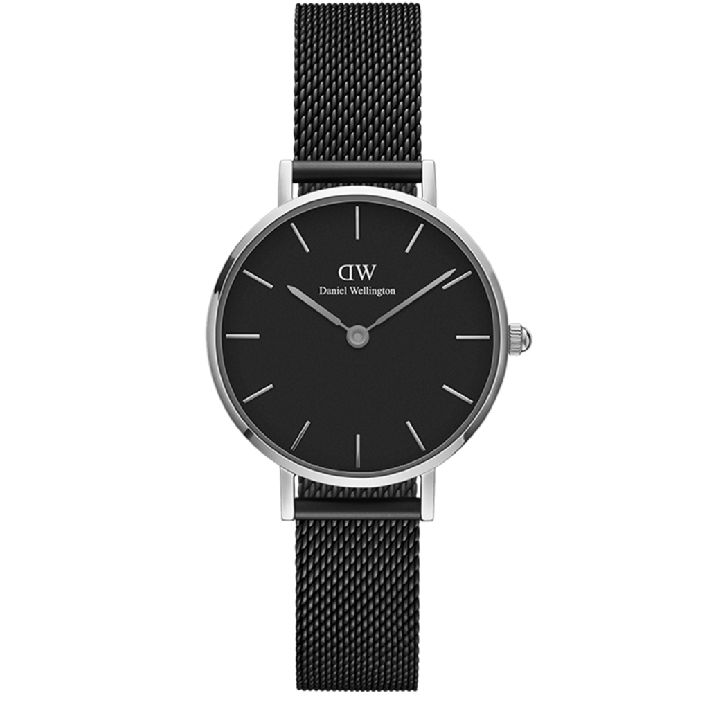 Daniel Wellington Petite Ashfield Black Dial Black Mesh Strap Watch For Women - DW00100202 Buy Now By Daniel Wellington