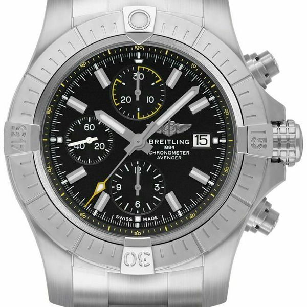 Breitling Avenger Chronograph 45mm Black Dial Silver Steel Strap Watch for Men - A13317101B1A1 Buy Now By Breitling