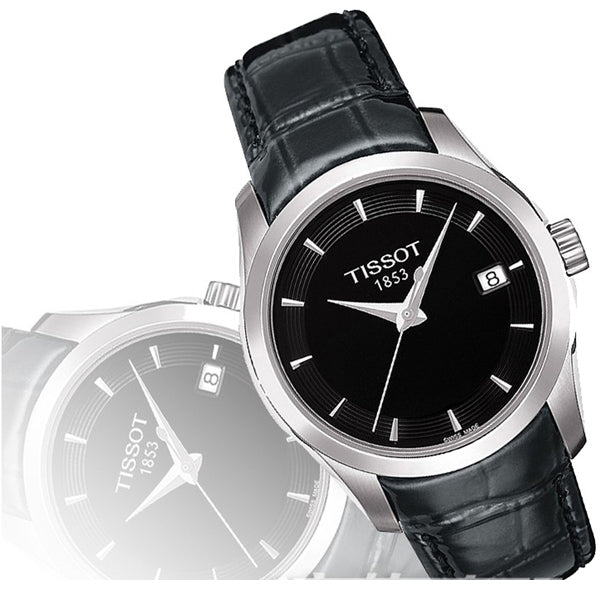 Tissot T Trend Couturier Black Dial Black Leather Strap Watch For Women - T035.210.16.051.00 Buy Now By Tissot