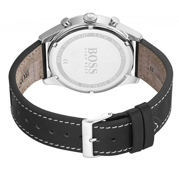 Hugo Boss Pioneer Chronograph Black Dial Black Leather Strap Watch For Men - 1513708 Buy Now By Hugo Boss