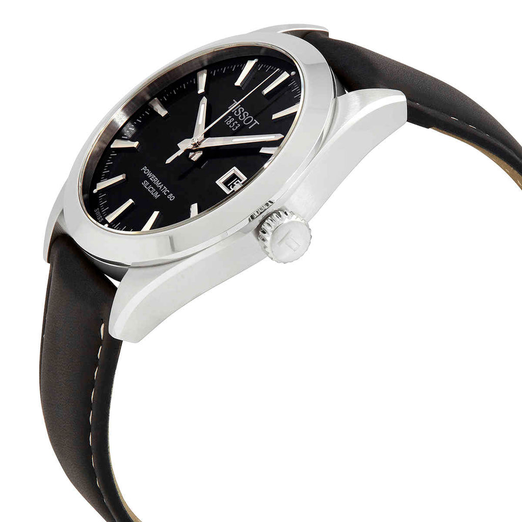 Tissot Gentleman Powermatic 80 Silicium Black Dial Black Leather Strap Watch For Men - T127.407.16.051.00 Buy Now By Tissot