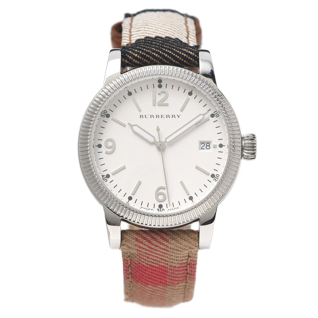 Burberry Utilitarian White Dial Multicolor Leather Strap Watch for Women - BU7824 Buy Now By Burberry