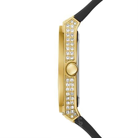 Guess Princess Crystals Gold Dial Black Silicone Strap Watch For Women - GW0439L2 Buy Now By Guess