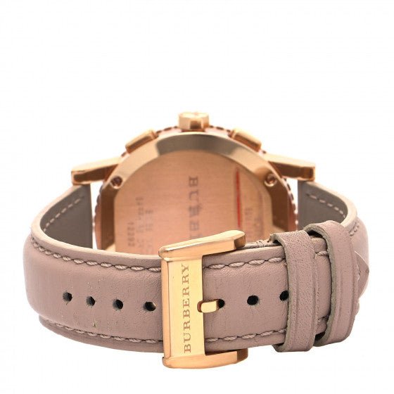 Burberry Chronograph Rose Gold Dial Beige Leather Strap Watch for Women - BU9704 Buy Now By Burberry
