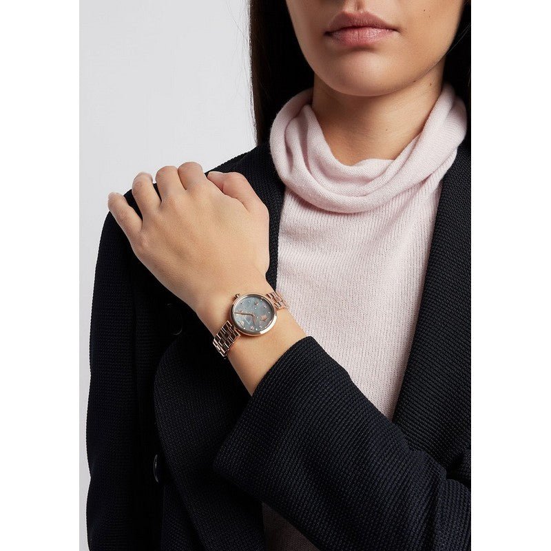 Emporio Armani Arianna Black Dial Rose Gold Stainless Steel Watch For Women - AR11197 Buy Now By Emporio Armani