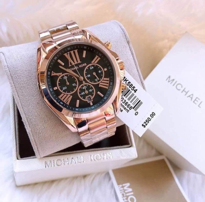 Michael Kors Bradshaw Black Dial Rose Gold Steel Strap Watch for Women - MK5854 Buy Now By Michael Kors