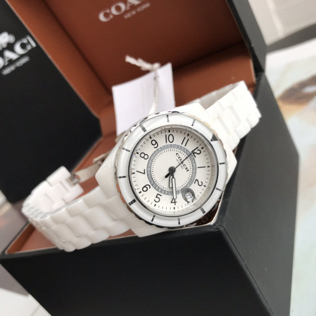 Coach Preston White Dial White Steel Strap Watch for Women - 14503462 Buy Now By Coach