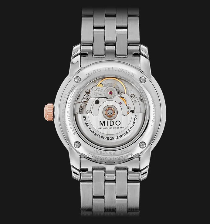 Mido Baroncelli Automatic White Dial Two Tone Steel Strap Watch For Women - M8600.9.N6.1 Buy Now By Mido