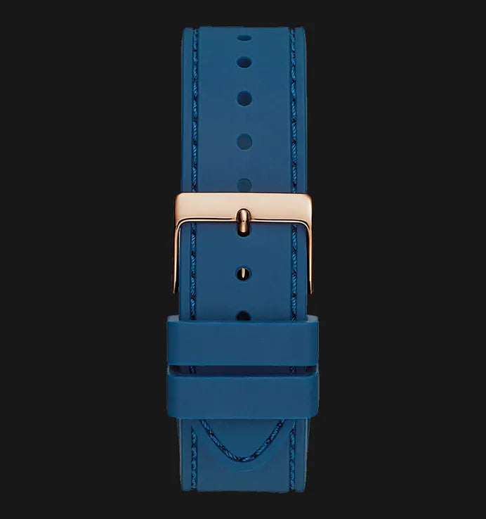 Guess Multifunction Crystals Rose Gold Dial Blue Rubber Strap Watch For Women - GW0439L4 Buy Now By Guess