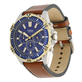 Fossil Garrett Chronograph Blue Dial Brown Leather Strap Watch for Men - FS5625 Buy Now By Fossil