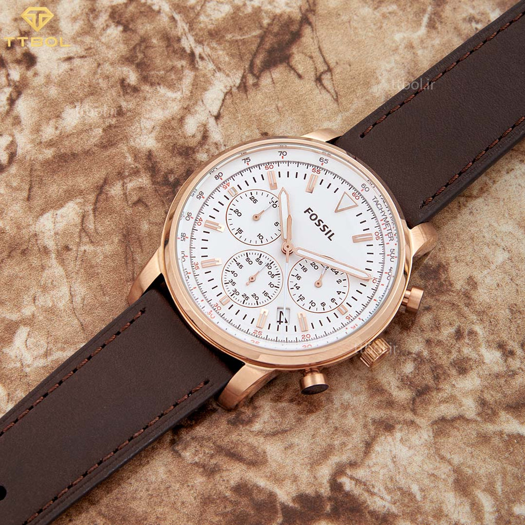 Fossil Goodwin Chronograph White Dial Brown Leather Strap Watch for Men - FS5415 Buy Now By Fossil