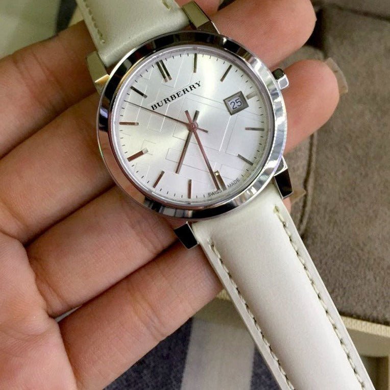 Burberry The City White Dial White Leather Strap Watch for Women - BU9128 Buy Now By Burberry