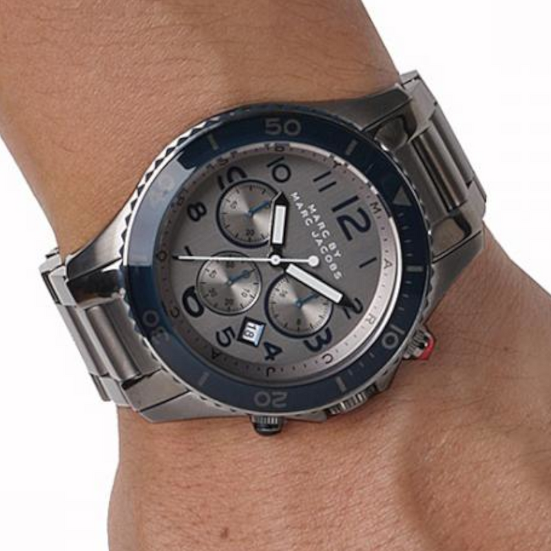Marc Jacobs Rock Chronograph Silver Dial Silver Steel Strap Watch for Men - MBM5028 Buy Now By Marc Jacobs