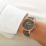 Fossil Boyfriend Automatic Skeleton Grey Dial Grey Leather Strap Watch for Women - ME3089 Buy Now By Fossil