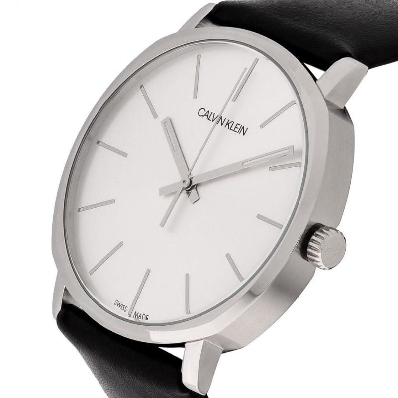 Calvin Klein Posh Silver Dial Black Leather Strap Watch for Men - K8Q311C6 Buy Now By Calvin Klein
