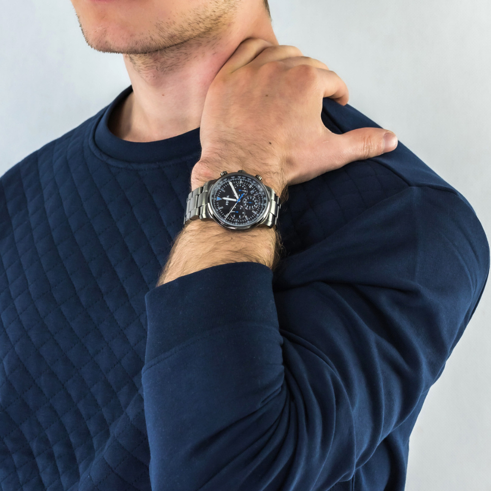 Fossil Goodwin Chrono Analog Black Dial Grey Steel Strap Watch for Men - FS5518 Buy Now By Fossil