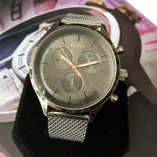 Hugo Boss Companion Chronograph Grey Dial Silver Mesh Bracelet Watch For Men - 1513549 Buy Now By Hugo Boss