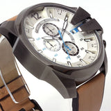 Diesel Mega Chief Chronograph White Dial Brown Leather Strap Watch For Men - DZ4280 Buy Now By Diesel