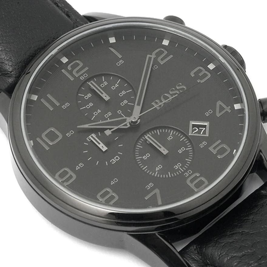 Hugo Boss Blackout Chronograph Black Dial Black Leather Strap Watch For Men - HB1512567 Buy Now By Hugo Boss