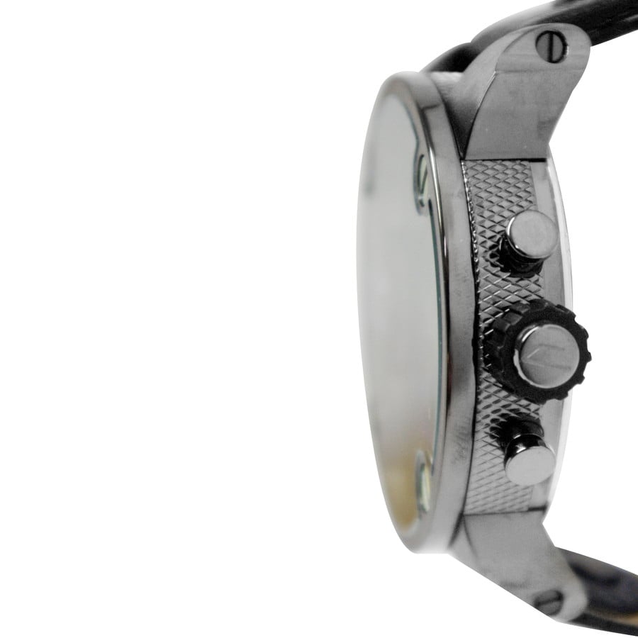 Diesel Badass Chronograph Anthracite Dial Black Leather Strap Watch For Men - DZ7270 Buy Now By Diesel