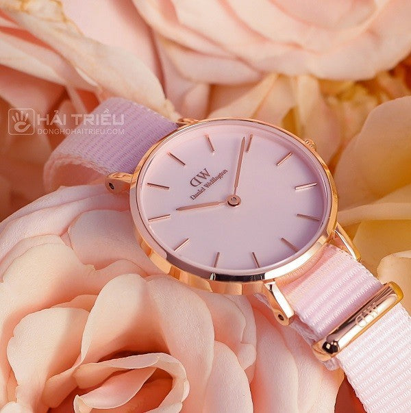 Daniel Wellington Petite Mother of Pearl Pink Dial Pink Nylon Strap Watch For Women - DW00100512 Buy Now By Daniel Wellington