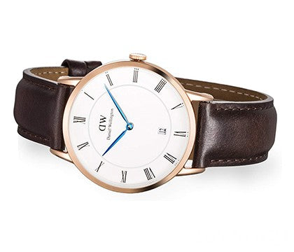 Daniel Wellington Dapper Bristol White Dial Brown Leather Strap Watch For Men - DW00100086 Buy Now By Daniel Wellington