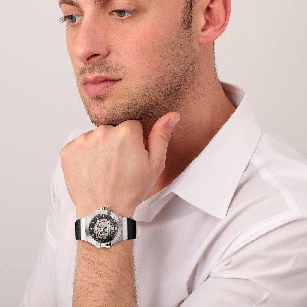 Maserati Potenza Automatic Black Dial Black Leather Strap Watch For Men - R8821108038 Buy Now By Maserati