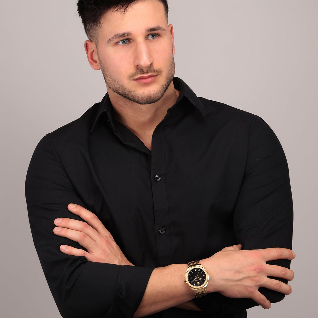 Maserati Stile Black Dial Gold Steel Strap Watch For Men - R8853142004 Buy Now By Maserati