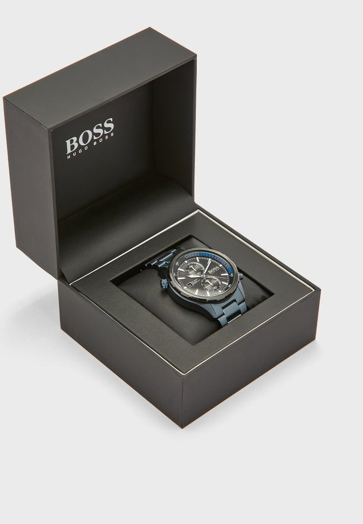 Hugo Boss Globetrotter Black Dial Black Steel Strap Watch for Men - 1513824 Buy Now By Hugo Boss