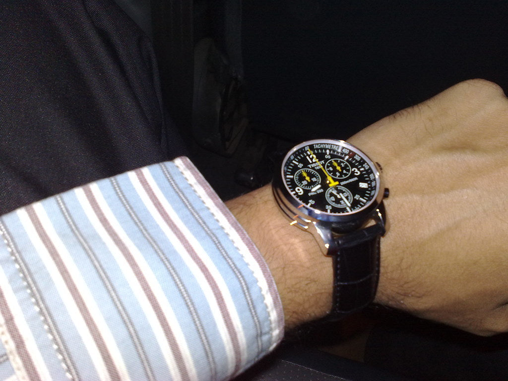 Tissot T Race PRC 200 Chronograph Quartz Black Dial Black Leather Strap Watch for Men - T17.1.526.52 Buy Now By Tissot