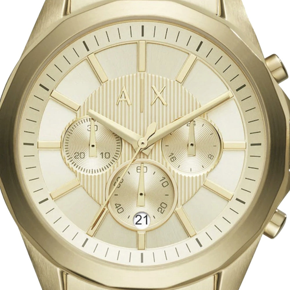 Armani Exchange Drexler Chronograph Gold Dial Gold Steel Strap Watch For Men - AX2602 Buy Now By Armani Exchange