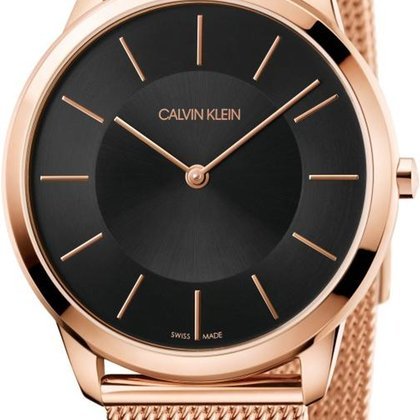 Calvin Klein Minimal Black Dial Rose Gold Mesh Bracelet Watch for Men - K3M2162Y Buy Now By Calvin Klein