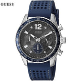 Guess Fleet Chronograph Black Dial Blue Rubber Strap Watch for Men - W0971G2 Buy Now By Guess
