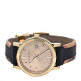 Burberry The City Gold Dial Black Leather Strap Watch for Men - BU9032 Buy Now By Burberry
