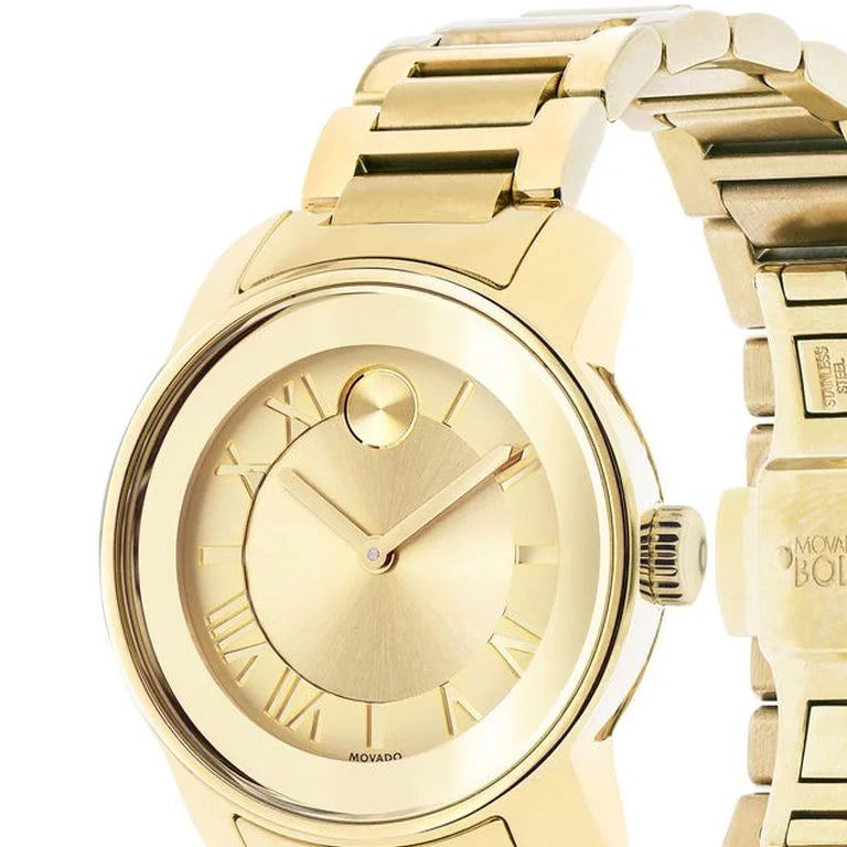 Movado Bold Gold Dial Gold Steel Strap Watch for Women - 3600323 Buy Now By Movado