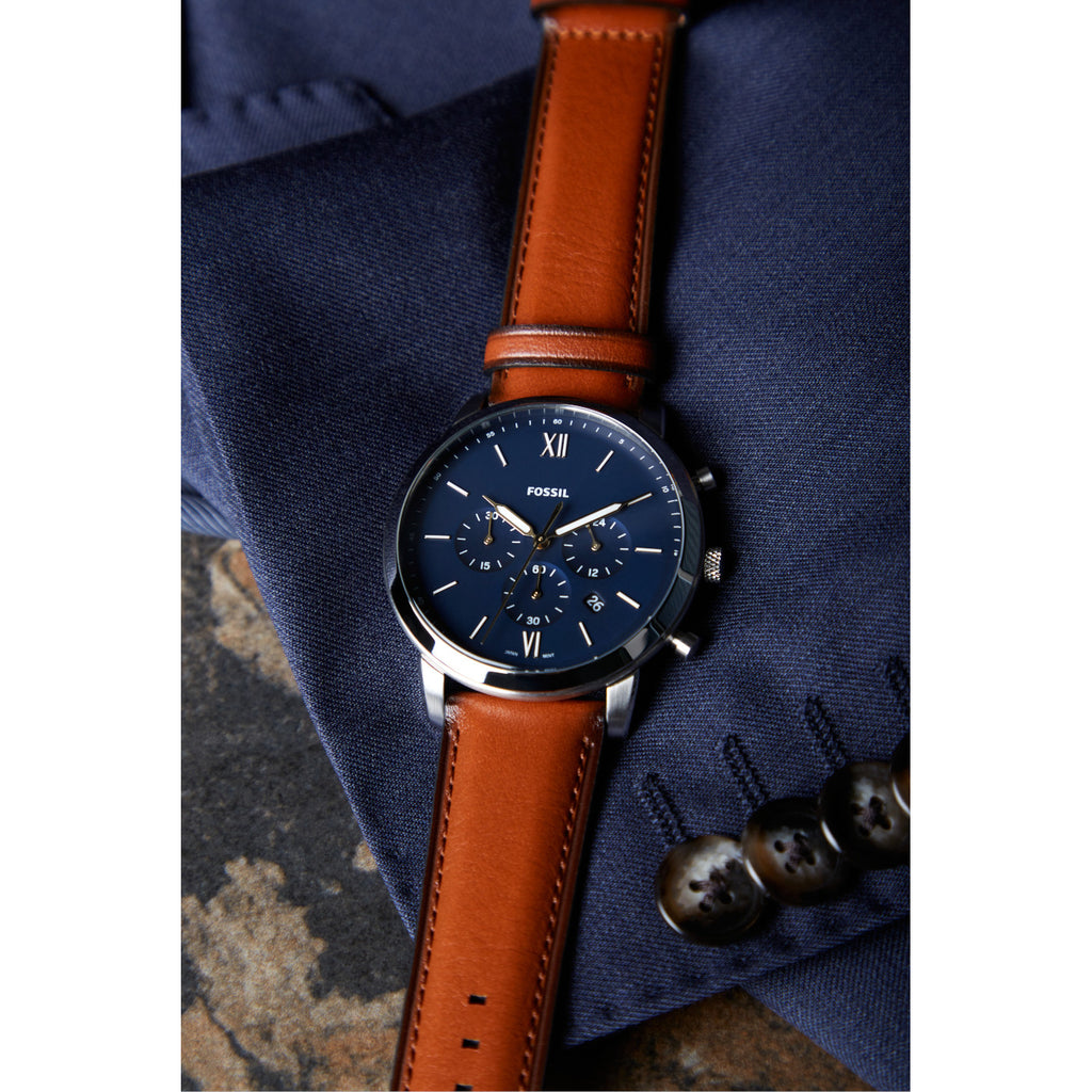 Fossil Neutra Chronograph Blue Dial Brown Leather Strap Watch for Men - FS5791 Buy Now By Fossil