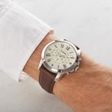 Fossil Grant Chronograph White Dial Brown Leather Strap Watch for Men - FS4735 Buy Now By Fossil