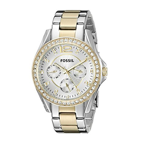 Fossil Riley White Dial Two Tone Steel Strap Watch for Women - ES3204 Buy Now By Fossil