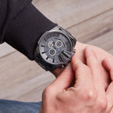 Diesel Mega Chief Chronograph Grey Dial Grey Steel Strap Watch for Men - DZ4282 Buy Now By Diesel